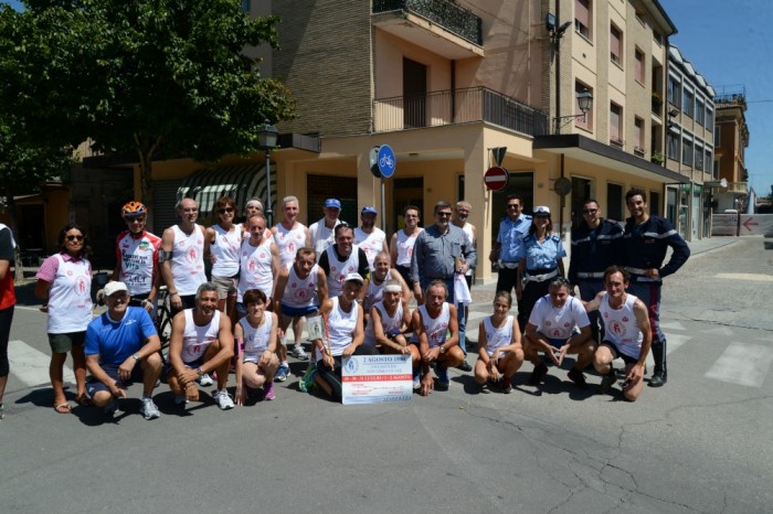 Il gruppo che ha fatto tappa  a San felice con il sindaco Silvestri e l'assessore Bondioli